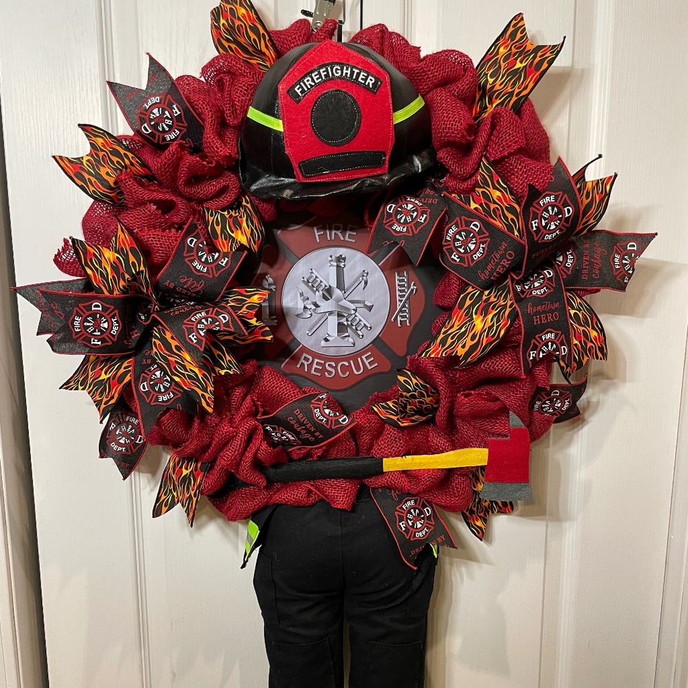 Handmade Firefighter Wreath